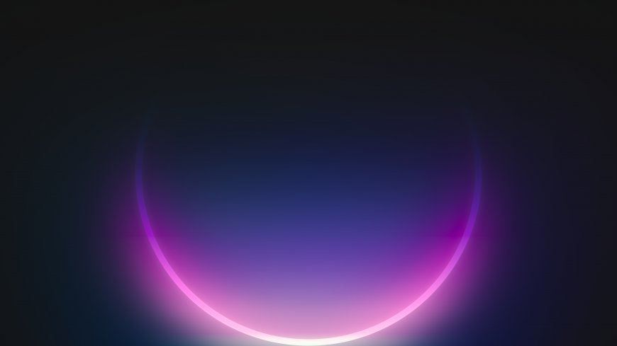 紫蓝渐变光弧悬浮暗黑科幻电脑壁纸