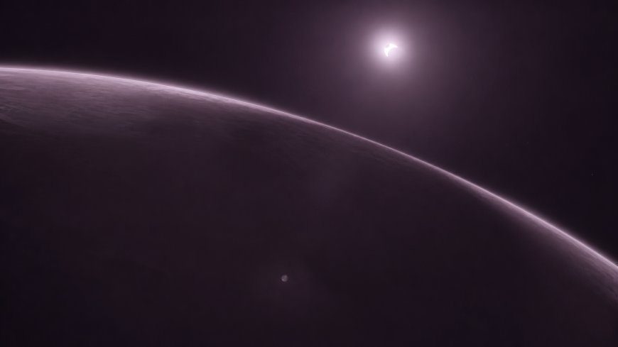 暗紫星云环绕行星弧光神秘太空科幻电脑壁纸