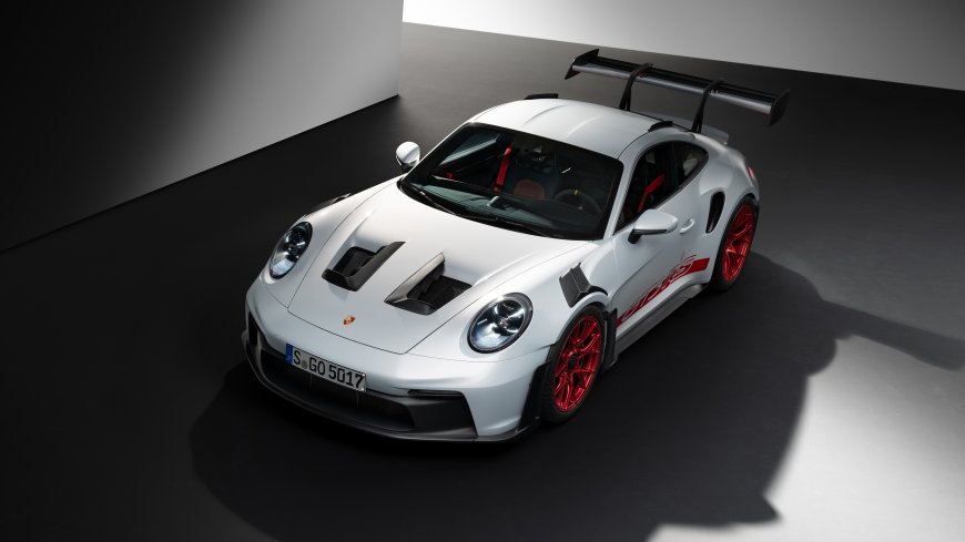 保时捷911GT3RS白色车身红轮毂大尾翼汽车电脑壁纸
