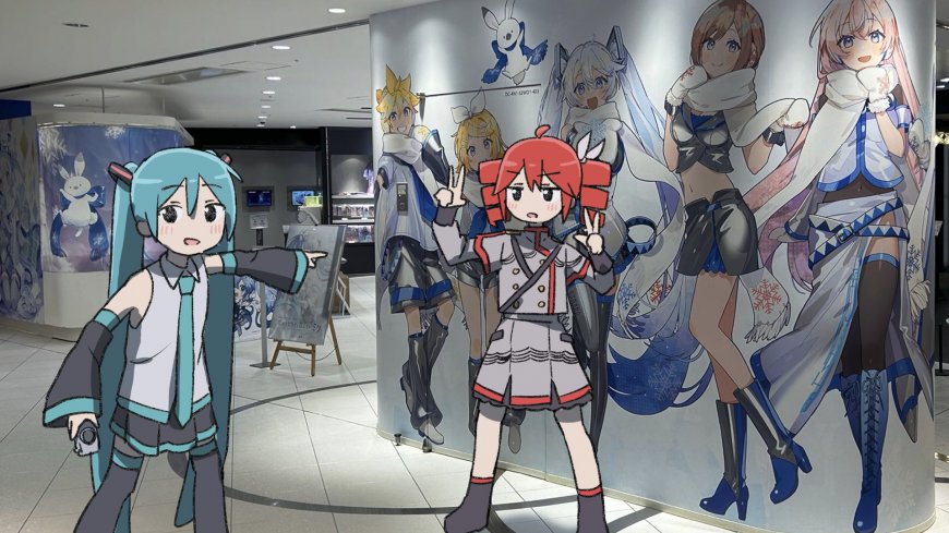 初音未来红发少女动漫角色合影蓝白清新动漫电脑壁纸