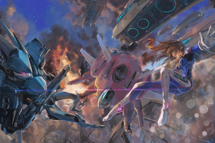 机动战士高达UC独角兽与报丧女妖战斗场景蓝紫星空科幻动漫电脑壁纸