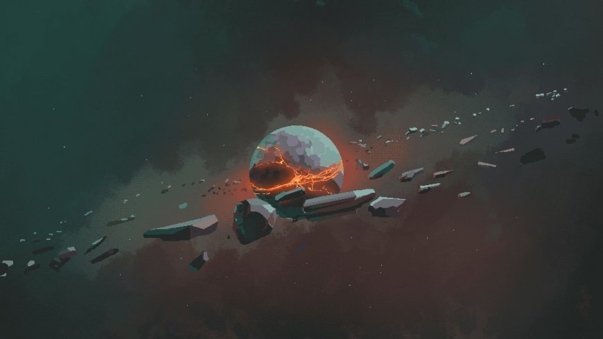 破碎星球裂痕熔岩喷发暗红深绿太空科幻电脑壁纸