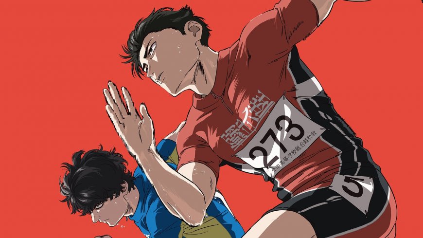 强风吹拂藤冈凉与小野田坂道奔跑红背景动漫电脑壁纸