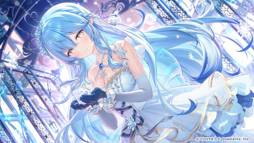 雪初音蓝发少女持雪人玩偶蓝白梦幻动漫电脑壁纸