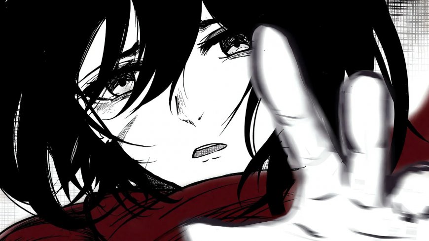 进击的巨人三笠阿克曼黑发红围巾伸手特写黑白红动漫电脑壁纸