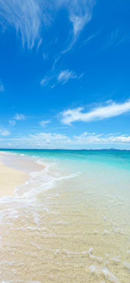 碧海蓝天白沙滩清澈浅浪自然风景手机壁纸