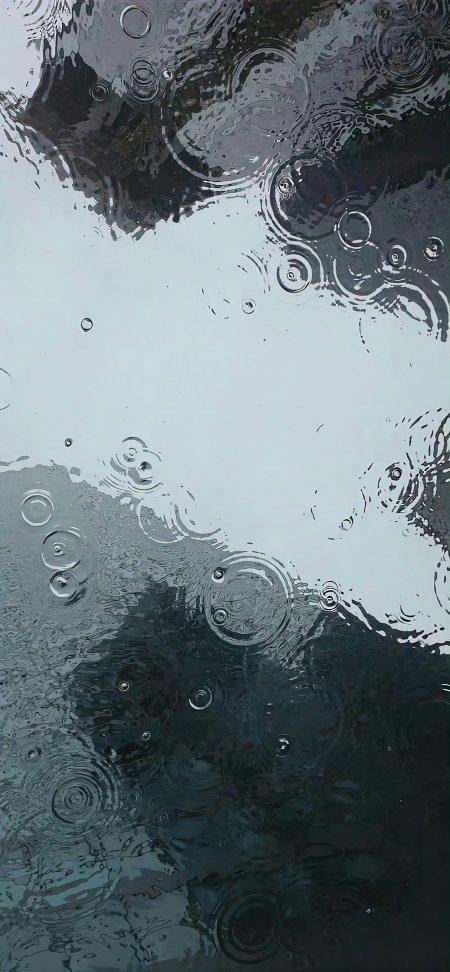 雨滴涟漪水面倒影灰蓝静物特写手机壁纸