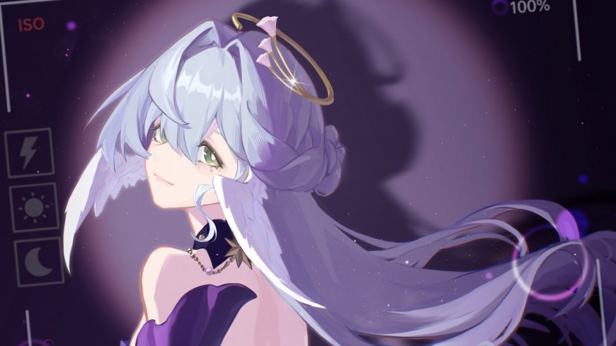 崩坏星穹铁道知更鸟银发绿眸紫翼少女暗紫梦幻动漫电脑壁纸