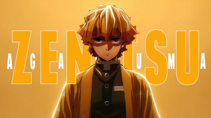 鬼灭之刃我妻善逸金发少年坚毅眼神橙黄动漫电脑壁纸