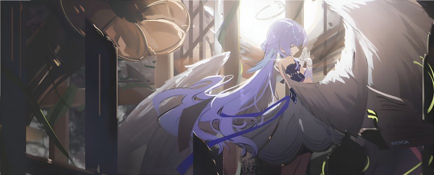 《崩坏星穹铁道》知更鸟圣洁天使少女祈祷姿态蓝灰动漫电脑壁纸