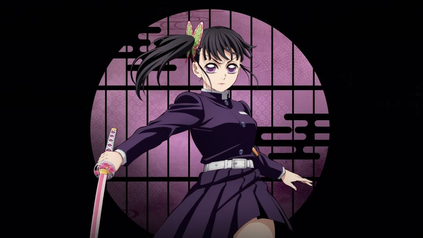 鬼灭之刃栗花落香奈乎持刀站立紫黑动漫电脑壁纸