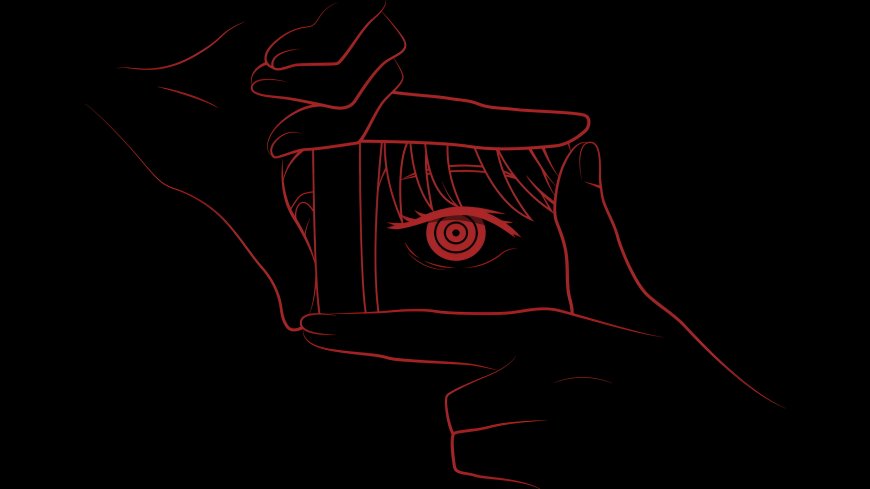 火影忍者写轮眼红线勾勒少女凝视暗黑动漫电脑壁纸