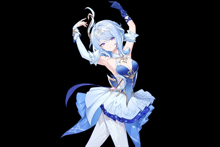 原神奥黛特少女蓝白礼服舞姿优雅动漫电脑壁纸
