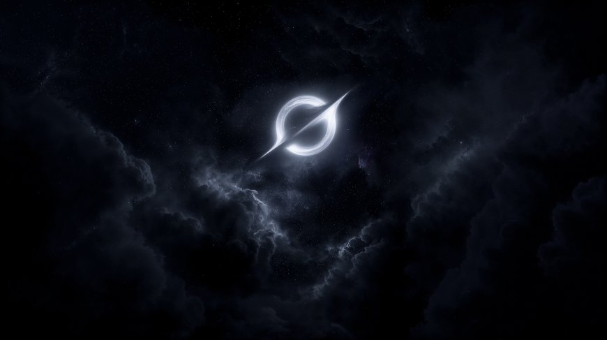 黑洞引力透镜效应星云环绕暗蓝太空科幻电脑壁纸