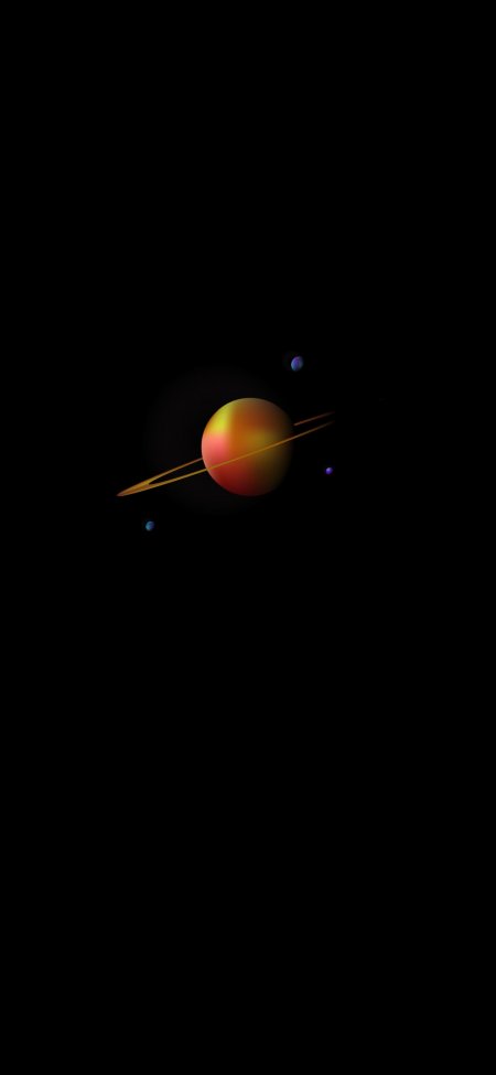土星环带渐变橙红暗蓝太空科幻手机壁纸