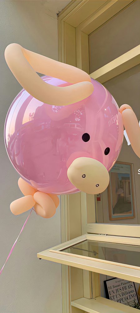 粉色气球小猪造型可爱静物手机壁纸