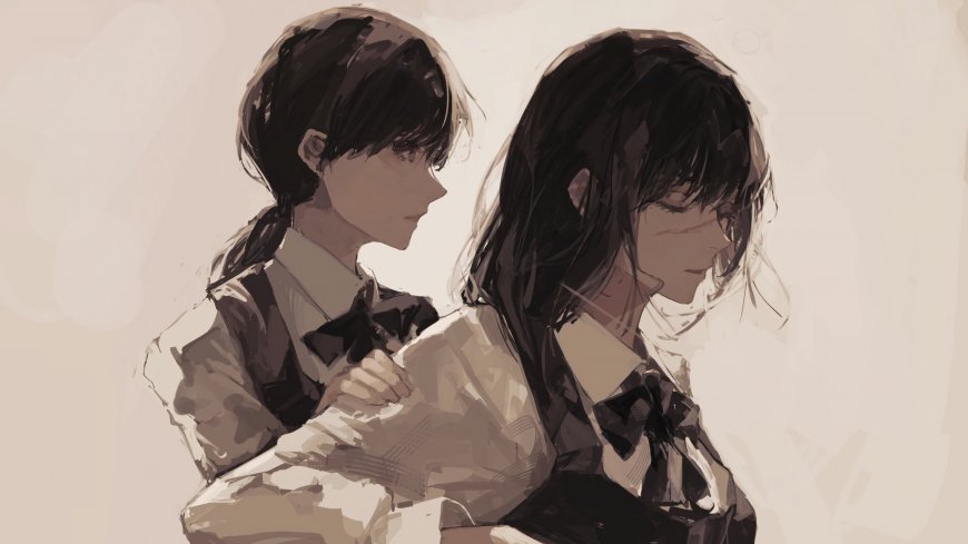电锯人黑发少女校服侧影暖褐动漫电脑壁纸