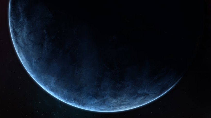 深蓝气态巨行星悬于星海暗蓝太空科幻电脑壁纸