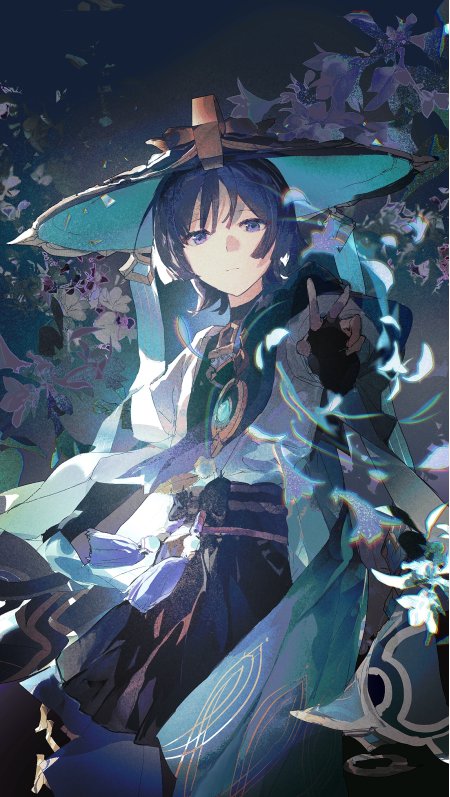 原神流浪者散兵蓝紫幻光二次元少女动漫手机壁纸