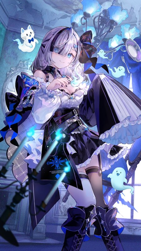 原神夜兰幽蓝魔法少女鬼灵环绕蓝紫动漫手机壁纸
