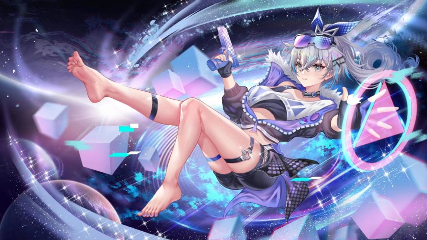 崩坏星穹铁道银狼持枪跃动紫蓝科幻动漫电脑壁纸
