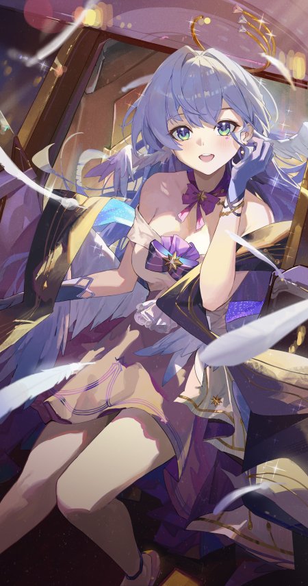 崩坏星穹铁道知更鸟紫发绿眸少女车内微笑紫金梦幻动漫手机壁纸