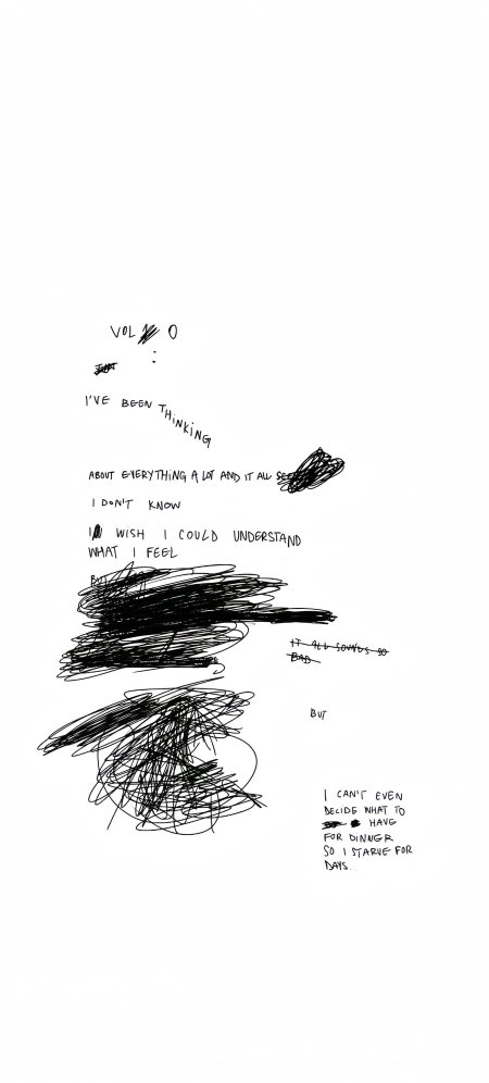 手写涂鸦文字碎片黑白情感文艺创意手机壁纸