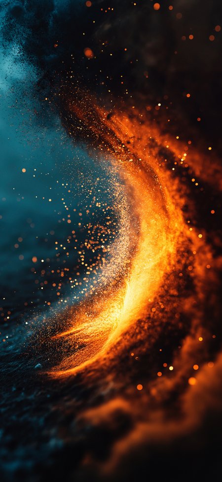 星云旋涡火焰粒子暗蓝橙红太空科幻手机壁纸