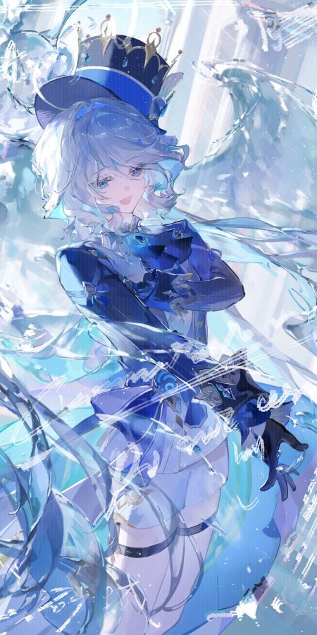 原神芙宁娜水元素少女蓝白梦幻动漫手机壁纸