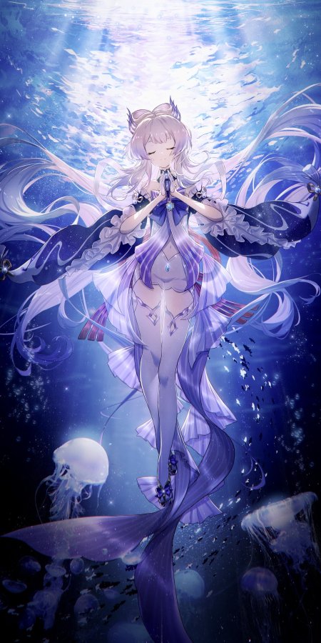 原神珊瑚宫心海海底祈祷紫蓝梦幻动漫手机壁纸