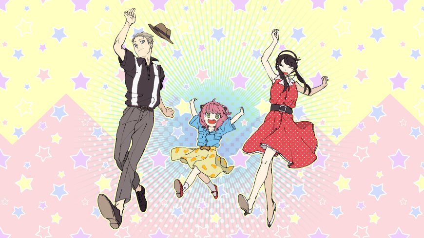 间谍过家家阿尼亚约尔黄昏跃起欢笑粉紫星芒动漫电脑壁纸