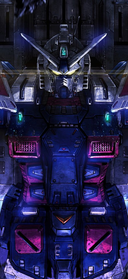 高达RX782元祖高达蓝紫霓虹科幻动漫手机壁纸