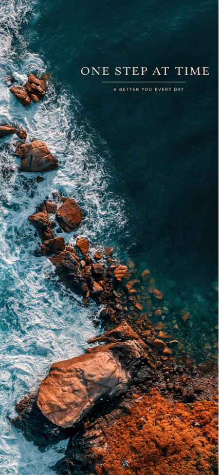 海岸礁石浪花拍打深蓝浅绿自然风景手机壁纸