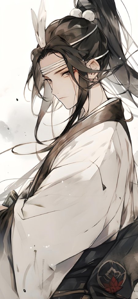魔道祖师蓝忘机白衣束发古风少年淡雅动漫手机壁纸