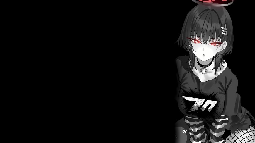 碧蓝档案调月莉音黑发红瞳少女哥特风格动漫电脑壁纸
