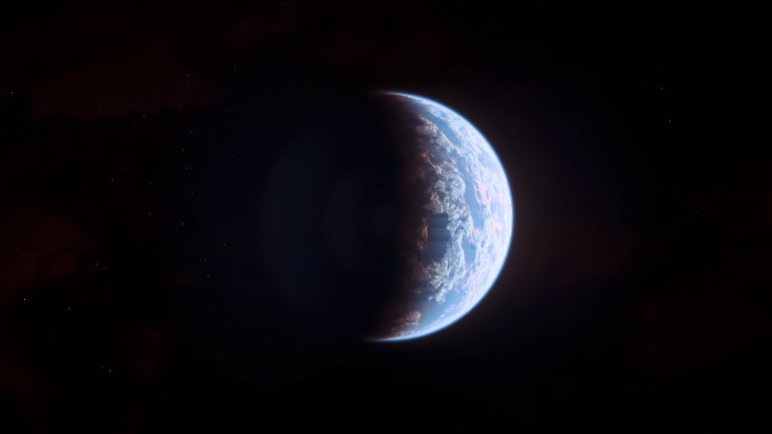 地球半影蓝白旋涡暗黑太空科幻电脑壁纸