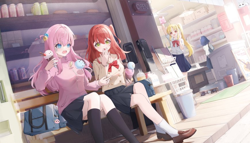 动漫少女咖啡店甜点时光粉紫唯美电脑壁纸
