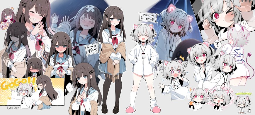 蔚蓝档案铃木与二叶多姿态萌系少女动漫电脑壁纸