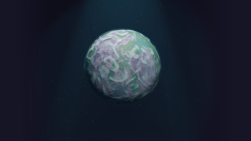 神秘外星行星紫绿云层环绕深蓝星空太空科幻电脑壁纸
