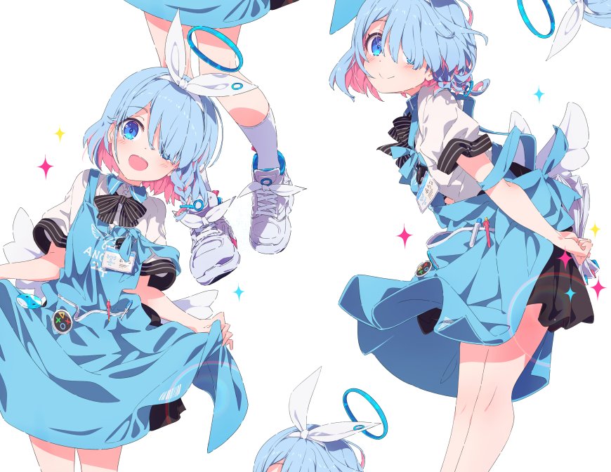 蔚蓝双马尾少女兔耳制服粉蓝动漫电脑壁纸