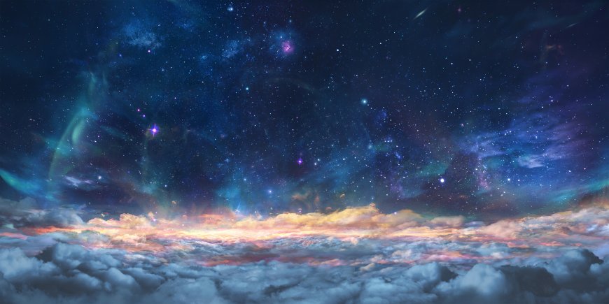 星云璀璨银河密布紫蓝渐变橙光云海太空科幻电脑壁纸