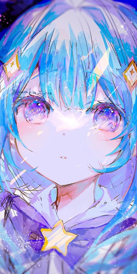 蓝发星眸少女紫蓝梦幻动漫手机壁纸