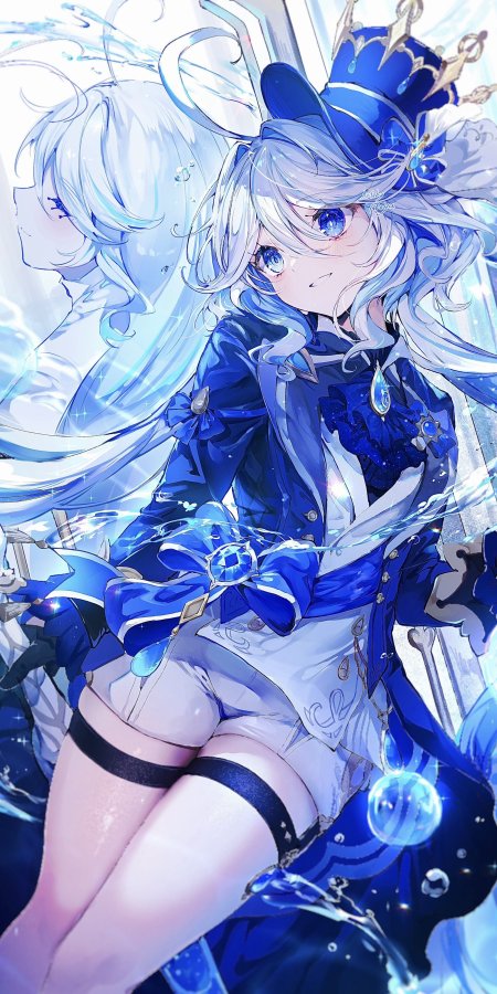 原神芙宁娜水元素少女蓝白梦幻动漫手机壁纸