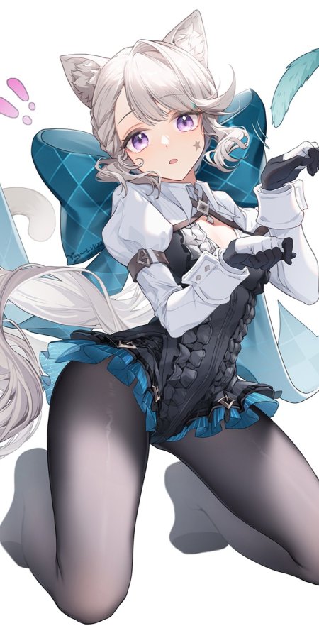 原神希诺宁银发猫耳少女紫瞳蓝白服饰动漫手机壁纸
