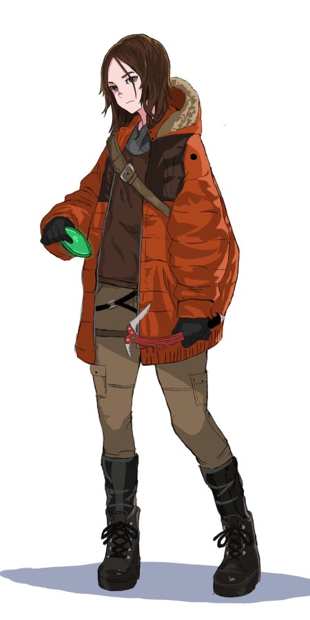 最后生还者艾莉橙色羽绒服持绿瓶少女动漫手机壁纸