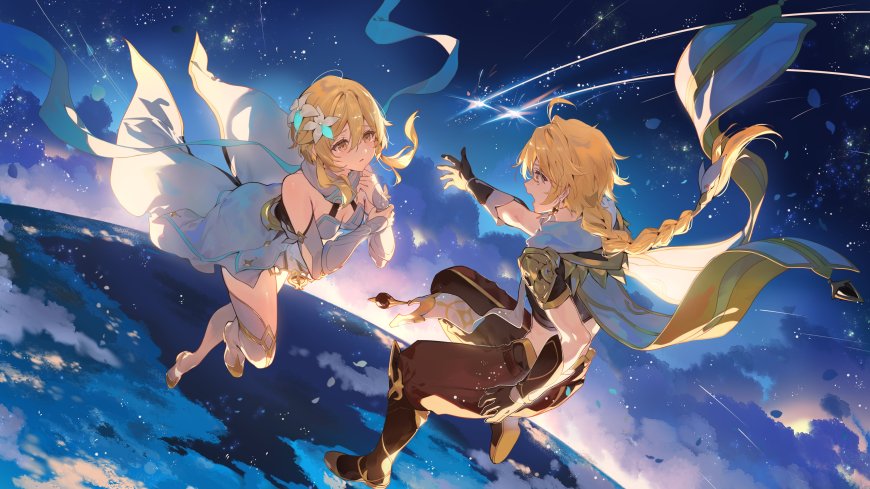 原神荧与空星海共舞蓝紫梦幻动漫电脑壁纸