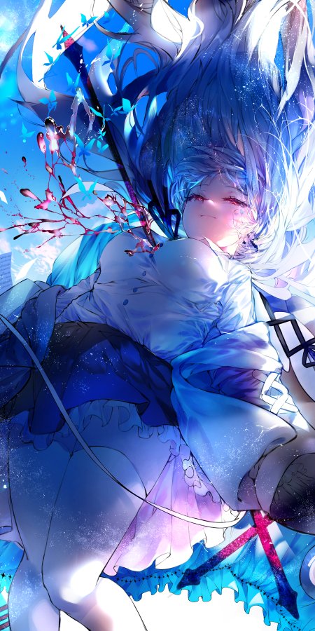 初音未来蓝发星空裙摆少女动漫手机壁纸