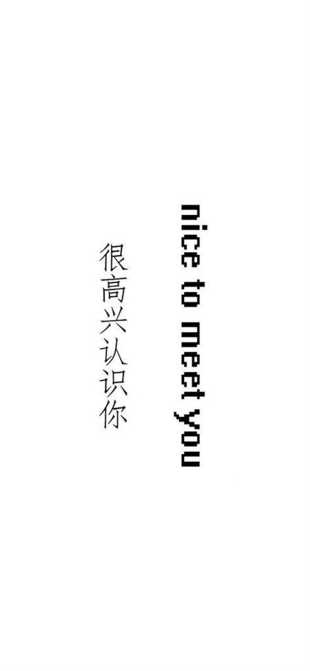 很高兴认识你黑白简约文字情感文艺创意手机壁纸