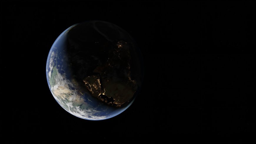 地球夜景城市灯光蓝白暗黑太空科幻电脑壁纸