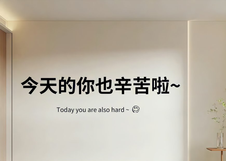 今天的你也辛苦啦文字墙暖白创意电脑壁纸